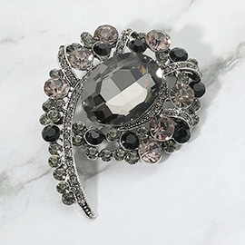 Oval Accented Bubble Stone Cluster Pin Brooch
