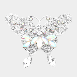 Multi Stone Embellished Butterfly Pin Brooch