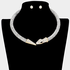 Rhinestone Embellished Snake Choker Necklace