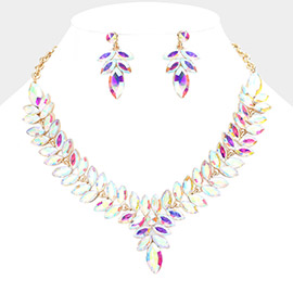 Marquise Stone Cluster Evening Necklace