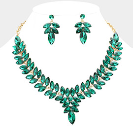 Marquise Stone Cluster Evening Necklace