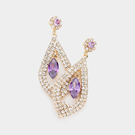 CZ Marquise Stone Accented Dangle Evening Earrings