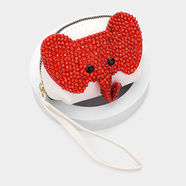 Studded Elephant Mini Pouch Wristlet Bag