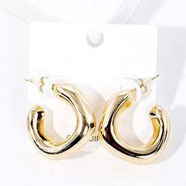 Gold Dipped Metal Square Hoop Earrings