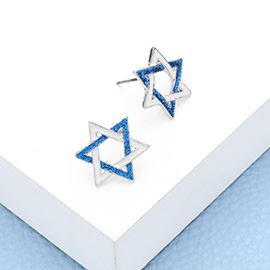 Glittered Star of David Hanukkah Stud Earrings