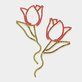 Rhinestone Pave Tulip Flower Earrings