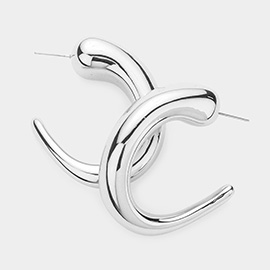 Abstract Metal Hoop Earrings