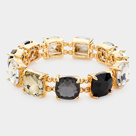 Cushion Square Stone Stretch Evening Bracelet