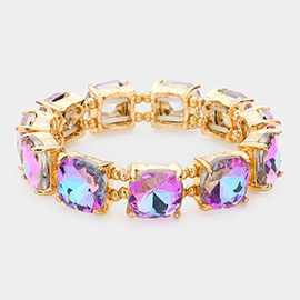 Cushion Square Stone Stretch Evening Bracelet