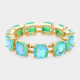 Cushion Square Stone Stretch Evening Bracelet