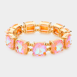 Cushion Square Stone Stretch Evening Bracelet