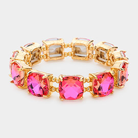 Cushion Square Stone Stretch Evening Bracelet