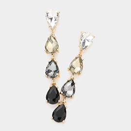 Teardrop Stone Link Dangle Evening Earrings