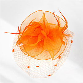 Feather Mesh Flower Fascinator / Headband