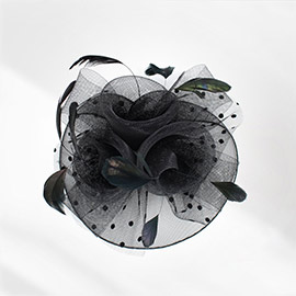 Feather Mesh Flower Fascinator / Headband