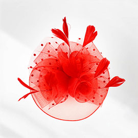 Feather Mesh Flower Fascinator / Headband