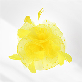 Feather Mesh Flower Fascinator / Headband