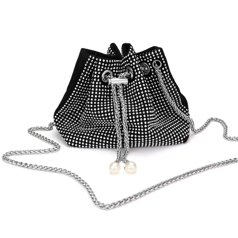 Studded Drawstring Chain Bucket Bag