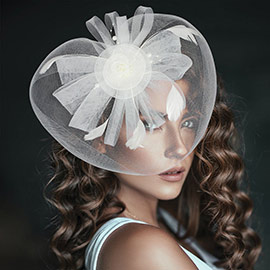 Pearl Feather Mesh Flower Fascinator / Headband