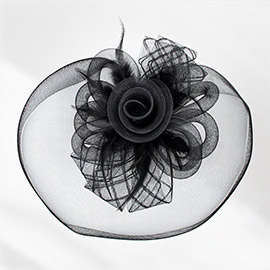 Feather Mesh Flower Fascinator / Headband