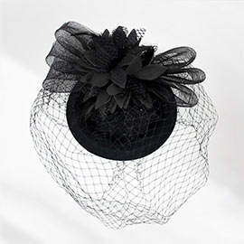 Feather Pearl Mesh Flower Fascinator / Headband