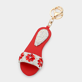 Floral Stone Embellished Sandal Keychain