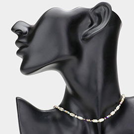 Pearl Accented Faceted Beaded Choker Necklace