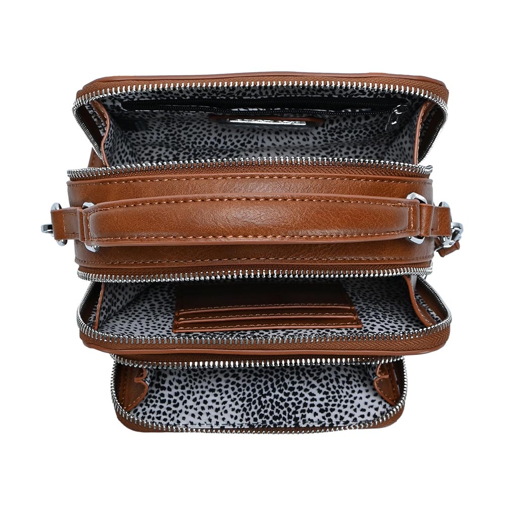 Solid Faux Leather Rectangle Tote / Crossbody Bag