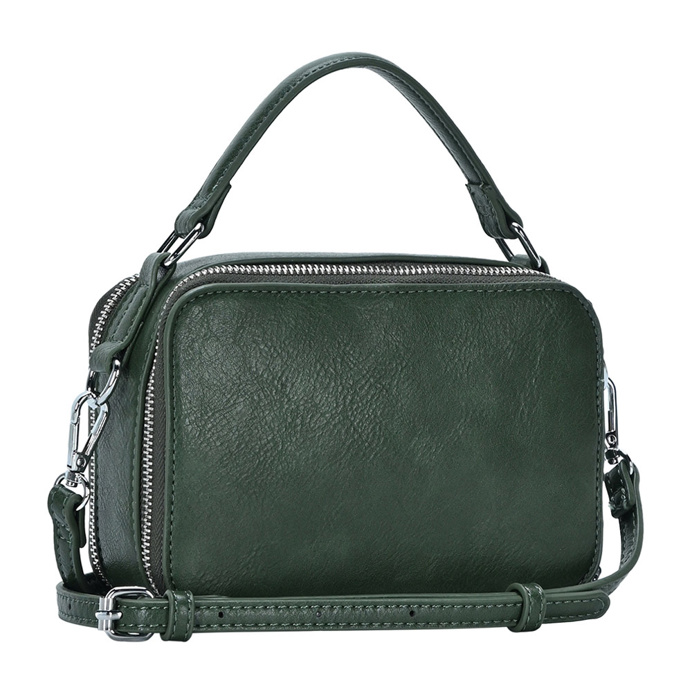 Solid Faux Leather Rectangle Tote / Crossbody Bag