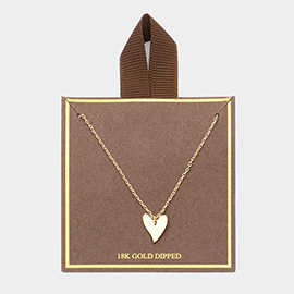 18K Gold Dipped Metal Heart Pendant Necklace