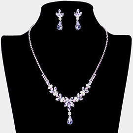 Round Marquise Teardrop Stone Cluster Rhinestone Necklace