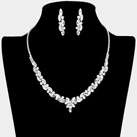 Round Marquise Stone Cluster Rhinestone Necklace
