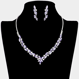 Round Marquise Stone Cluster Rhinestone Necklace