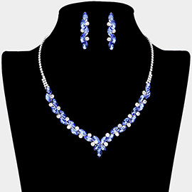 Round Marquise Stone Cluster Rhinestone Necklace
