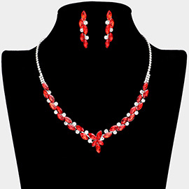 Round Marquise Stone Cluster Rhinestone Necklace