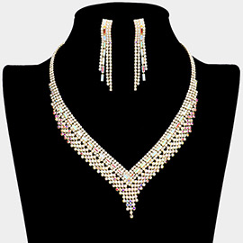 Rhinestone Pave V Shaped Necklace
