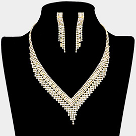 Rhinestone Pave V Shaped Necklace