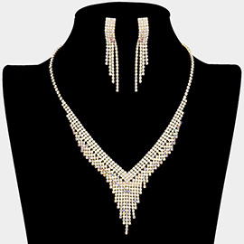 Rhinestone Pave V Shaped Necklace