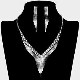Rhinestone Pave V Shaped Necklace