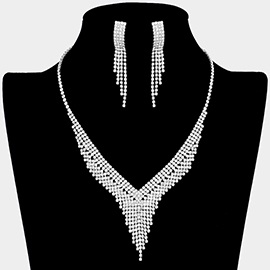 Rhinestone Pave V Shaped Necklace