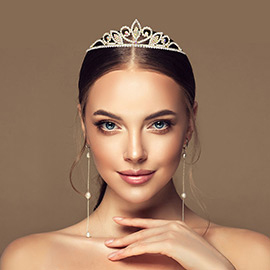 Round Stone Pointed Rhinestone Princess Tiara