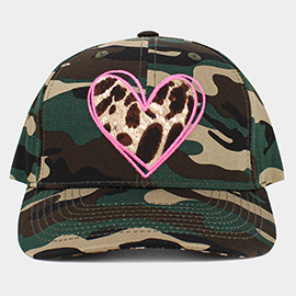 Leopard Heart Front Baseball Cap
