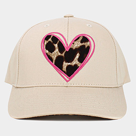 Leopard Heart Front Baseball Cap