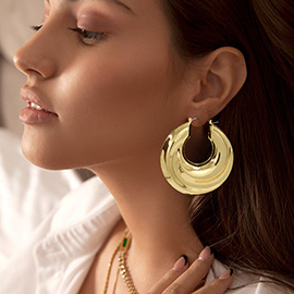 Textured Metal Chunky Hoop Earrings