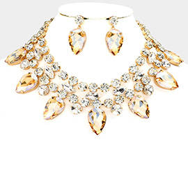 Teardrop Stone Cluster Pointed Evening Choker Necklace