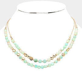 Double Layer Faceted Beaded Necklace