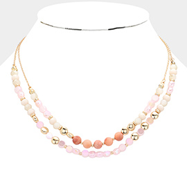 Double Layer Faceted Beaded Necklace