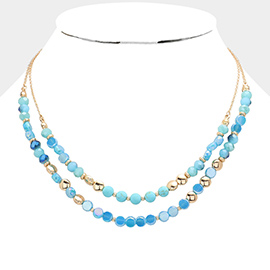 Double Layer Faceted Beaded Necklace