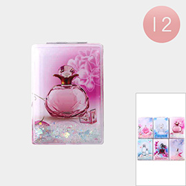 12PCS - Star Glitter Perfume Bottle Printed Cosmetic Mirrors