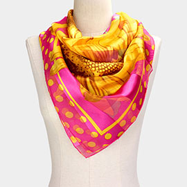 Silk Feel Sunflower Print Square Scarf